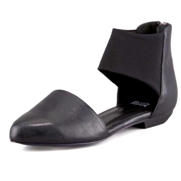 Eileen Fisher Allot Black Leather D’Orsay Flats
